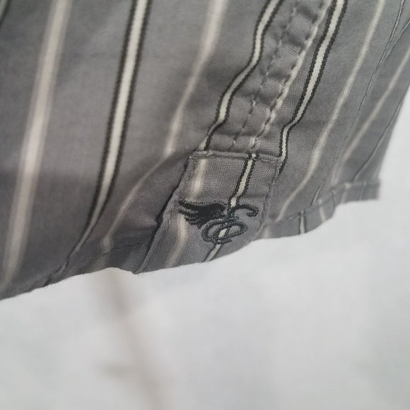 Esprit Grey/White Strip Button Down Shirt Size 6 - Picture 7 of 7